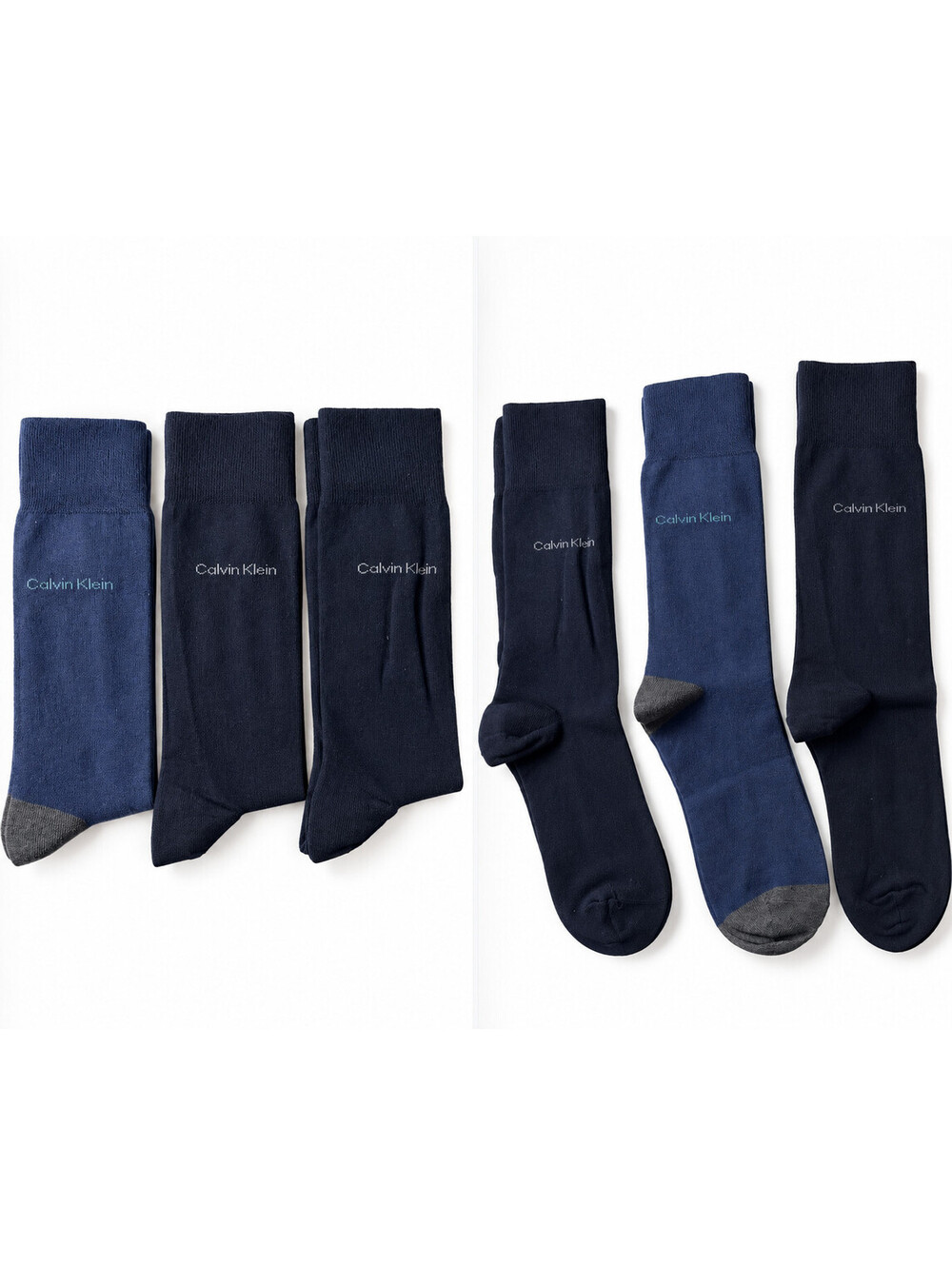 Calvin Klein Men's Dress Socks (2) Navy (1) Blue Cushion Sole Cotton Blend NWT